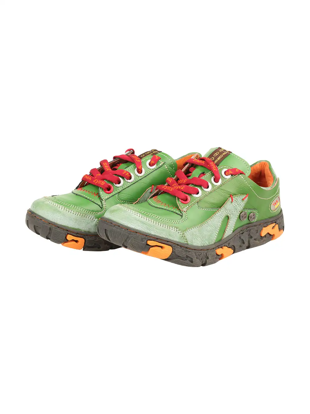 TMA EYES | Retro Color-Block Leather Lace-Up Sneakers