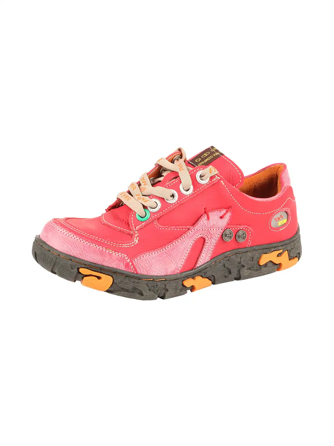 TMA EYES | Retro Color-Block Leather Lace-Up Sneakers