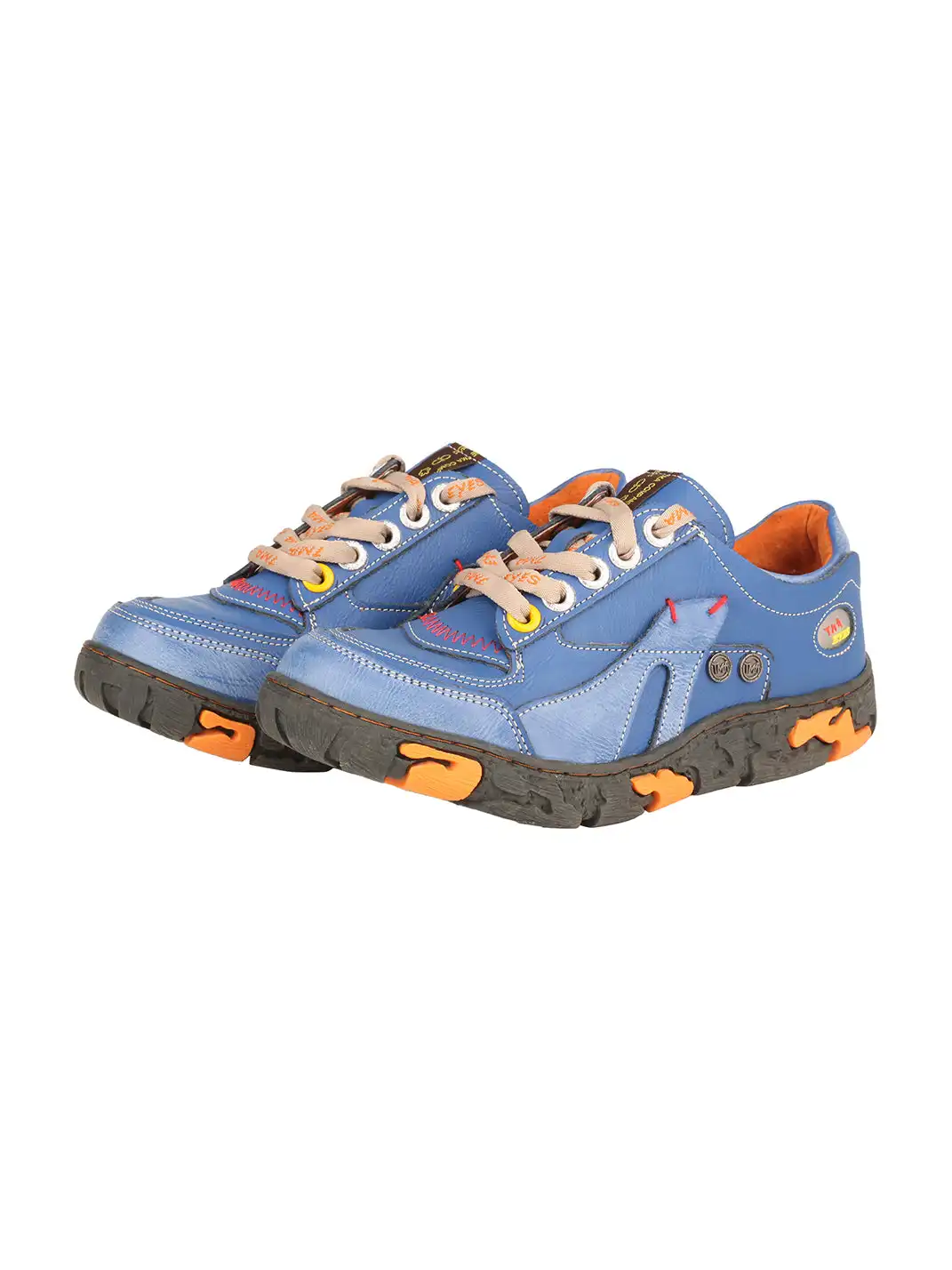 TMA EYES | Retro Color-Block Leather Lace-Up Sneakers