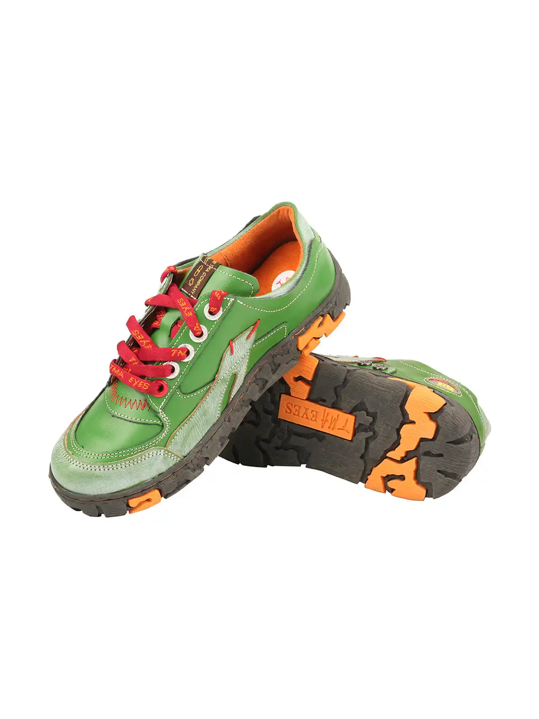 TMA EYES | Retro Color-Block Leather Lace-Up Sneakers