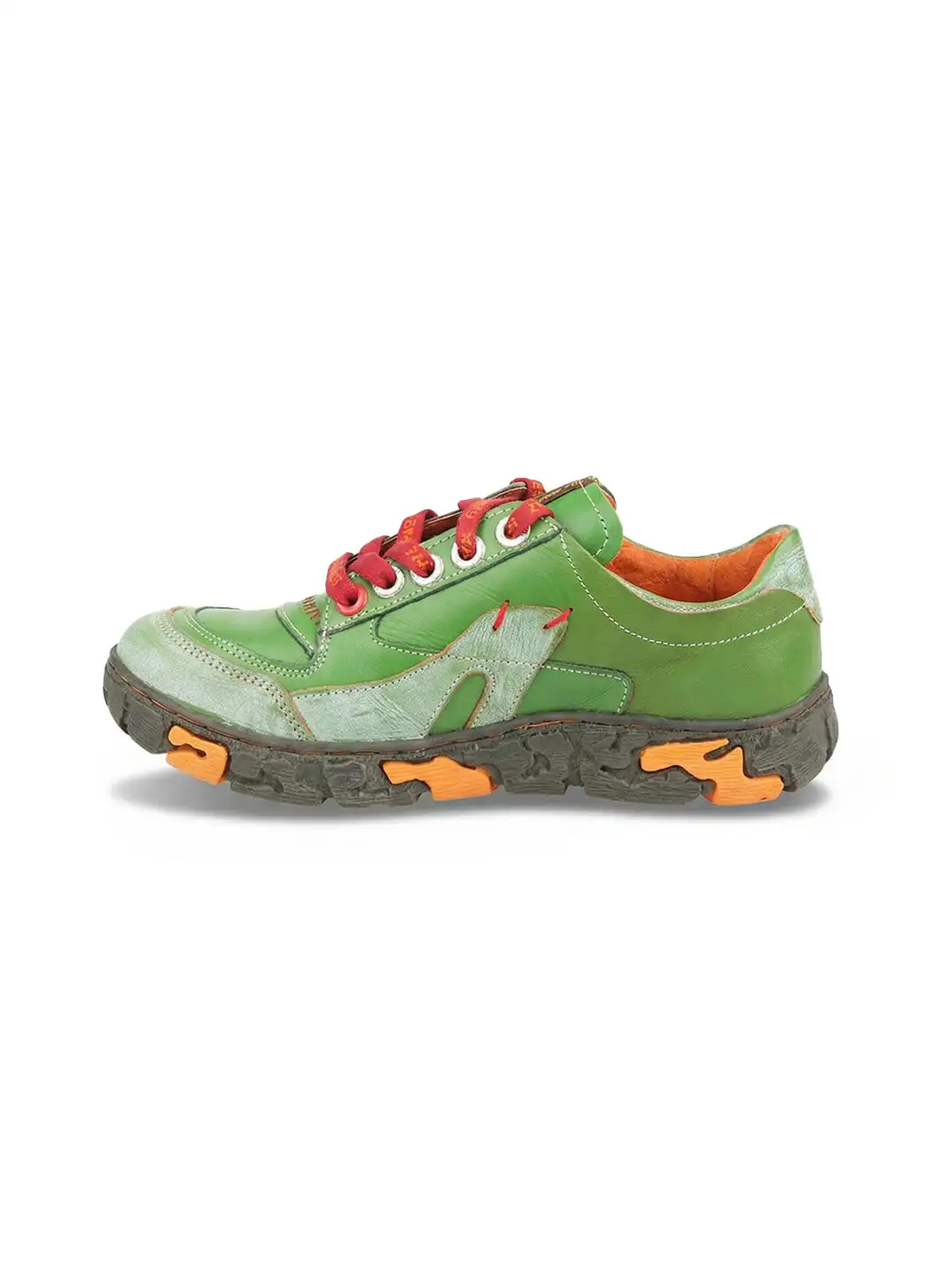 TMA EYES | Retro Color-Block Leather Lace-Up Sneakers