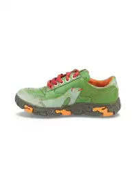 TMA EYES | Retro Color-Block Leather Lace-Up Sneakers