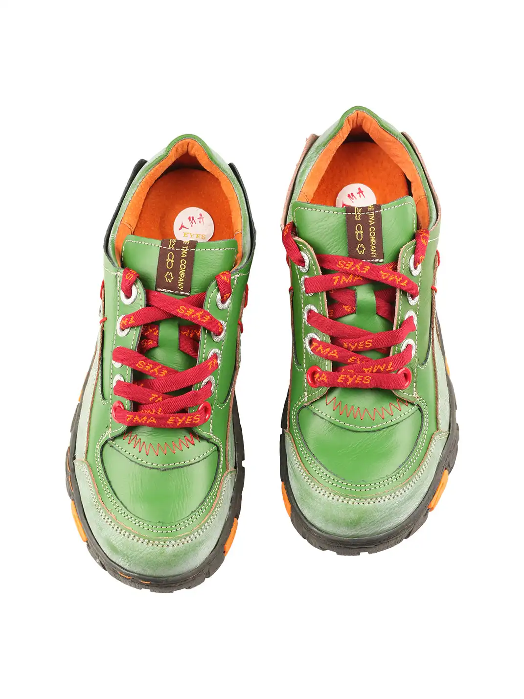 TMA EYES | Retro Color-Block Leather Lace-Up Sneakers