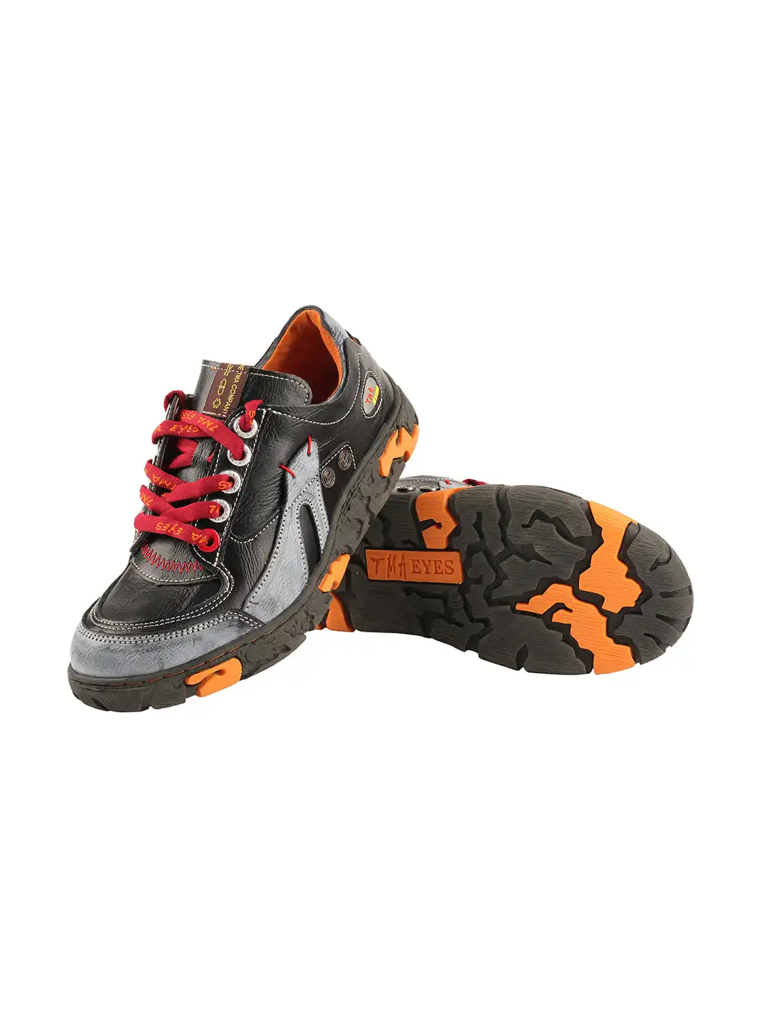 TMA EYES | Retro Color-Block Leather Lace-Up Sneakers