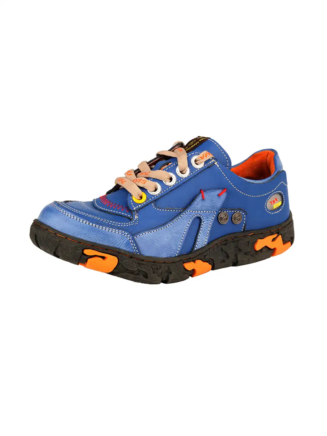 TMA EYES | Retro Color-Block Leather Lace-Up Sneakers