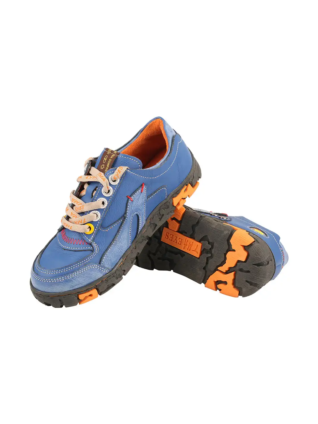 TMA EYES | Retro Color-Block Leather Lace-Up Sneakers