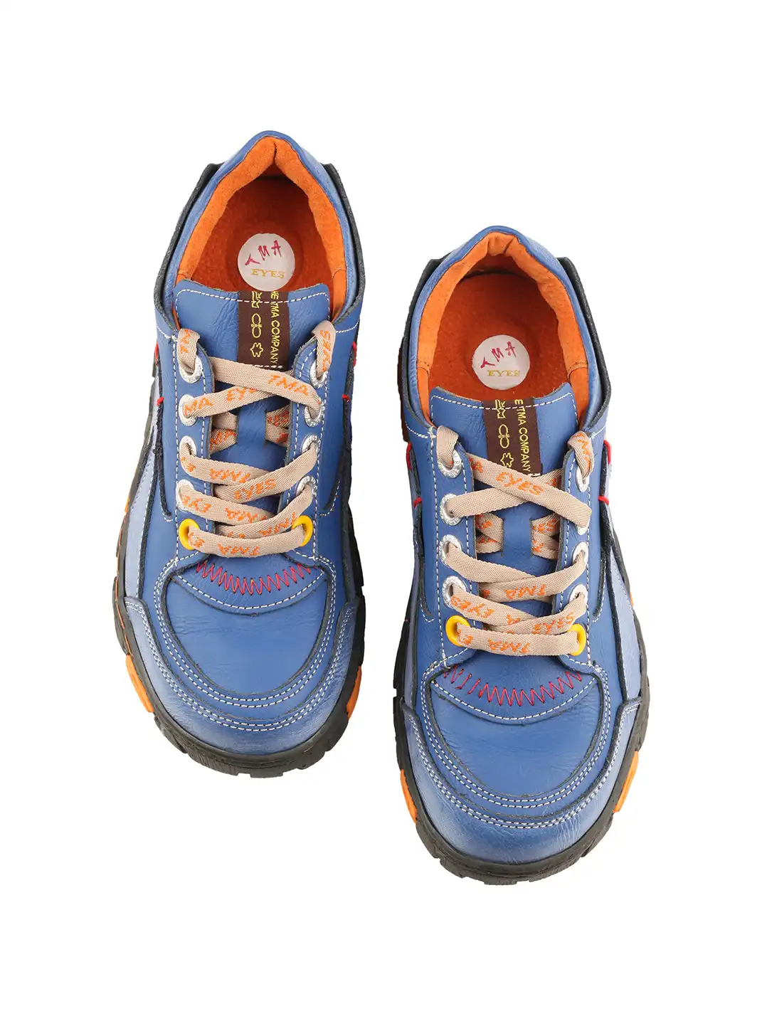 TMA EYES | Retro Color-Block Leather Lace-Up Sneakers