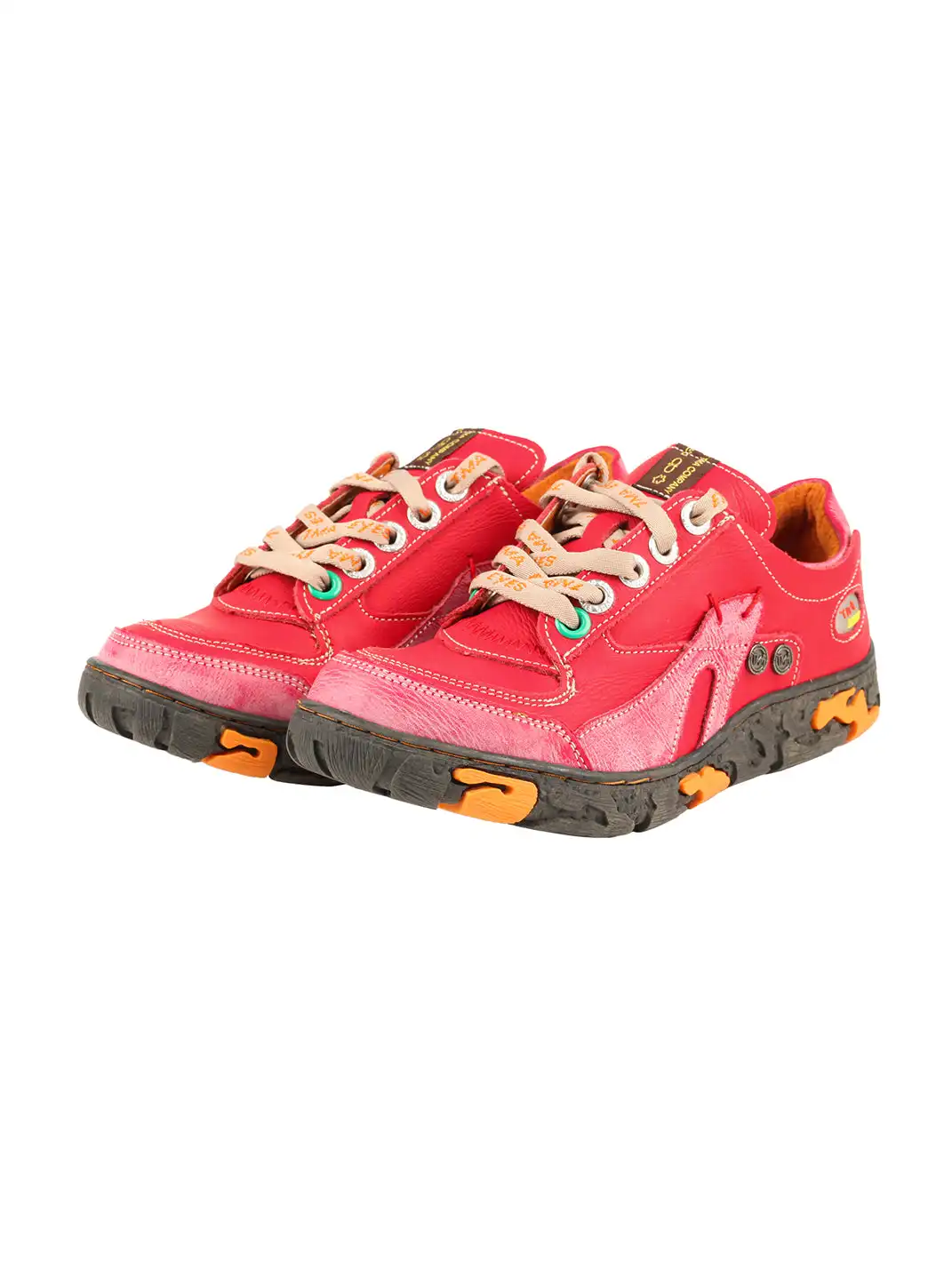 TMA EYES | Retro Color-Block Leather Lace-Up Sneakers