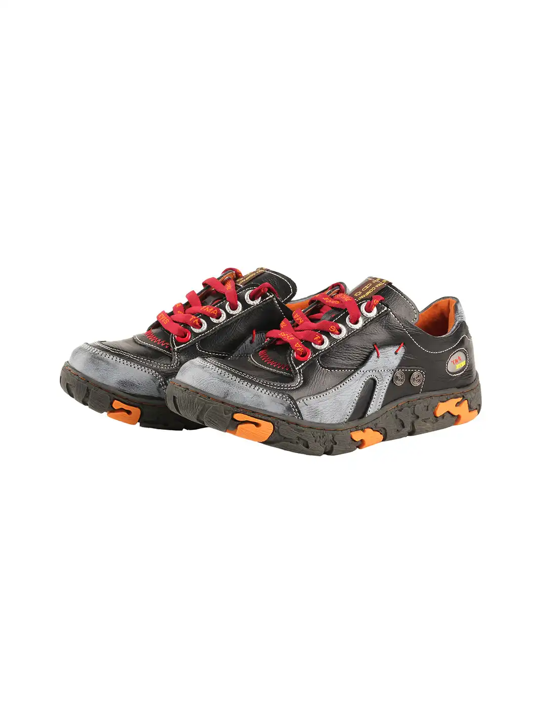 TMA EYES | Retro Color-Block Leather Lace-Up Sneakers