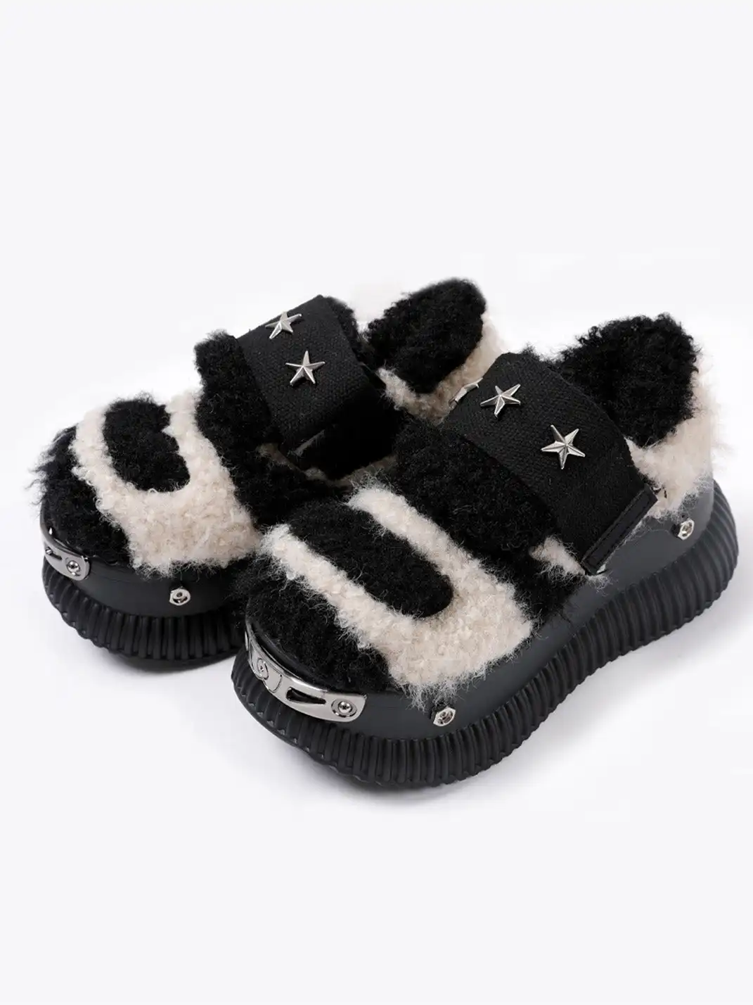 PINJIAHUI | Y2K Platform Fuzzy Star Detail Sneakers