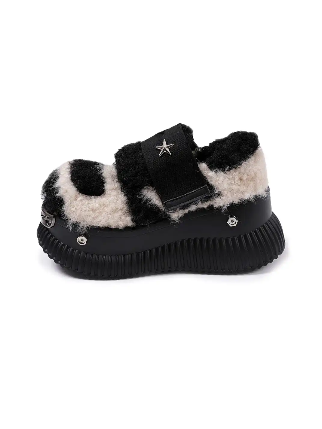 PINJIAHUI | Y2K Platform Fuzzy Star Detail Sneakers