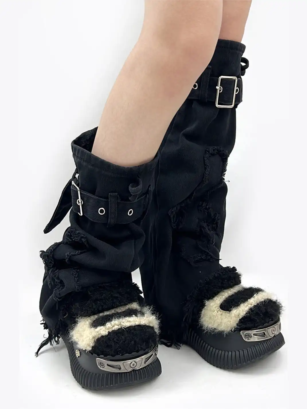 PINJIAHUI | Y2K Platform Fuzzy Star Detail Sneakers