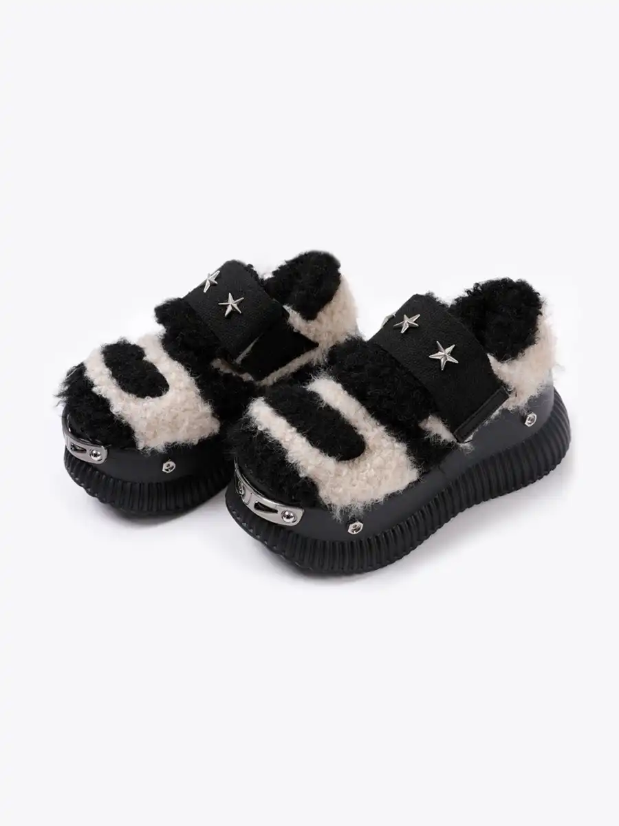 PINJIAHUI | Y2K Platform Fuzzy Star Detail Sneakers - 4