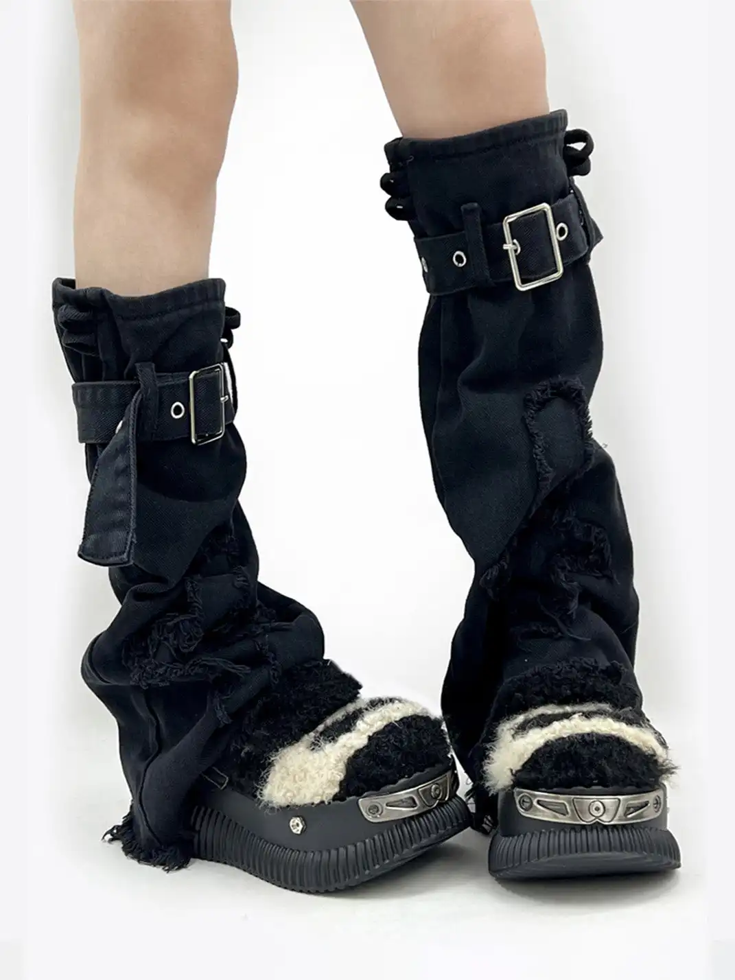 PINJIAHUI | Y2K Platform Fuzzy Star Detail Sneakers