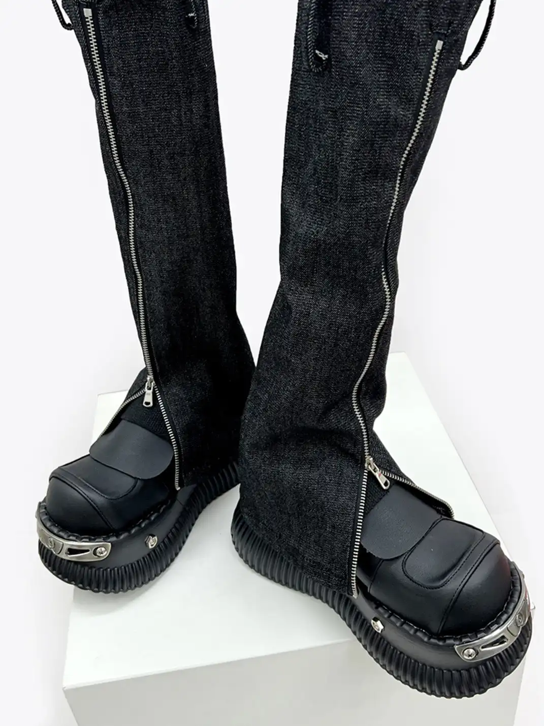 PINJIAHUI | Y2K Punk Platform Sneakers with Metal Detail