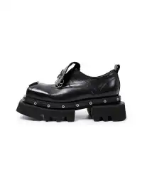 PINJIAHUI | Vintage Platform Leather Derby Shoes