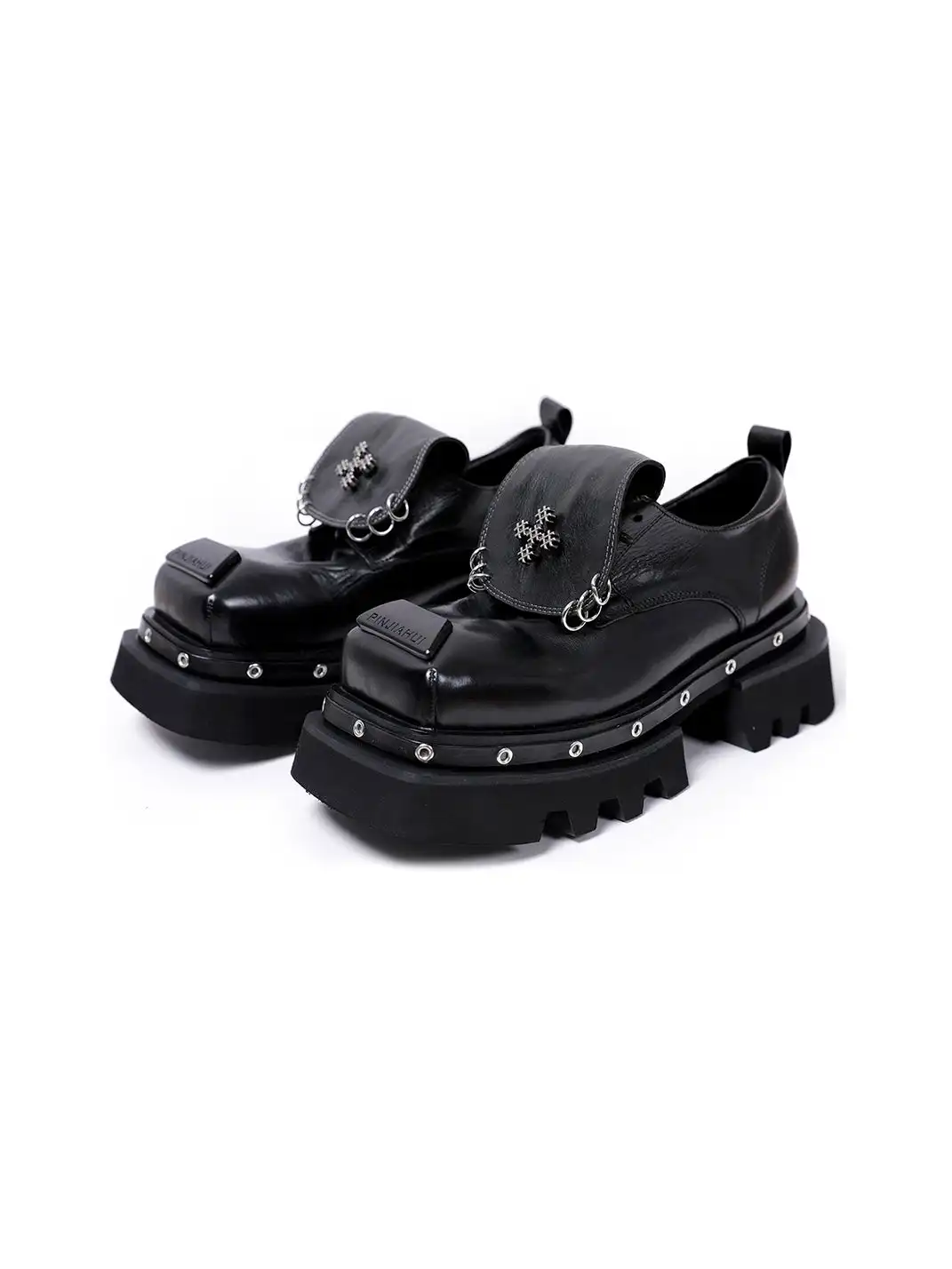 PINJIAHUI | Vintage Platform Leather Derby Shoes