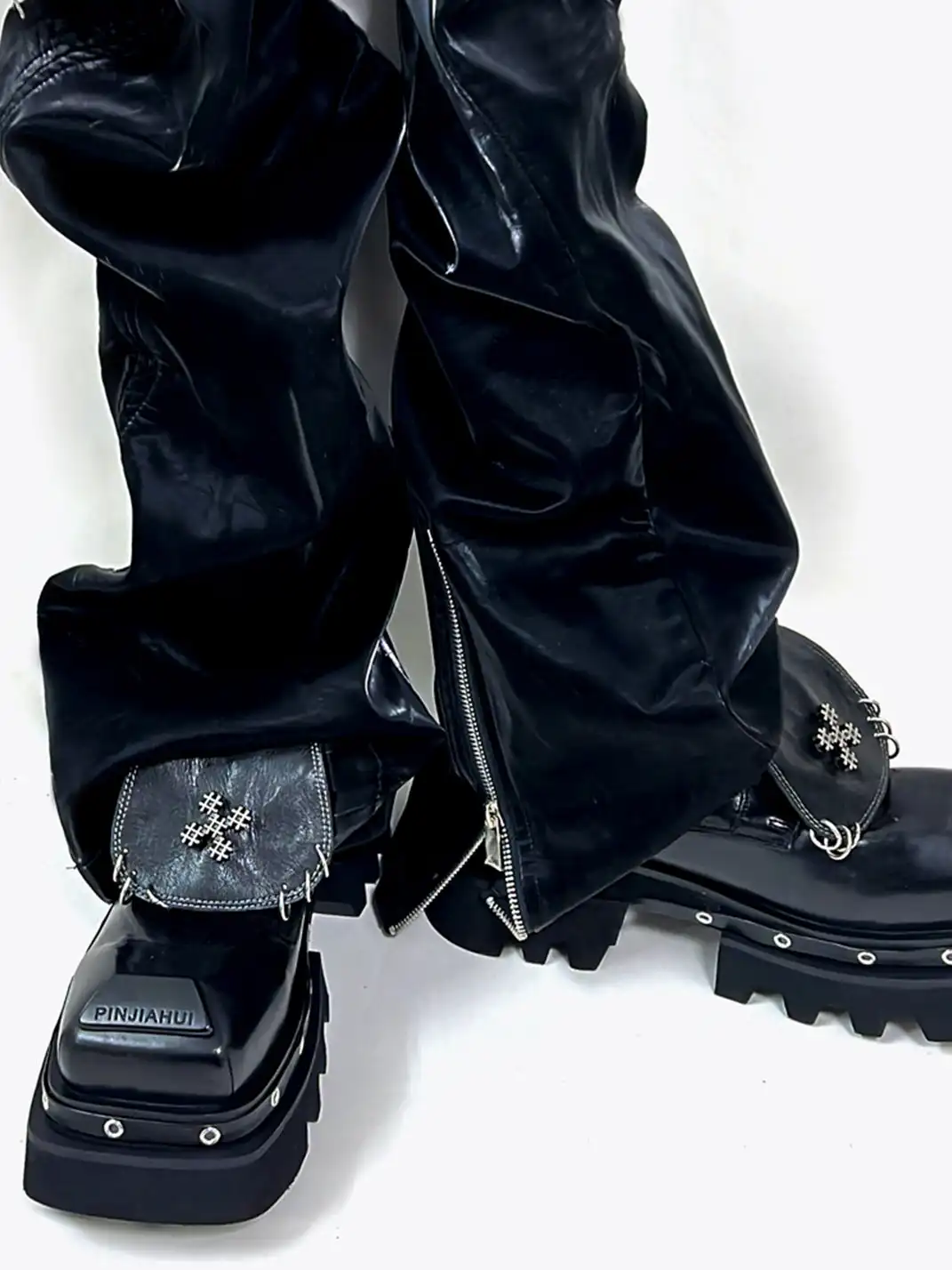 PINJIAHUI | Vintage Platform Leather Derby Shoes