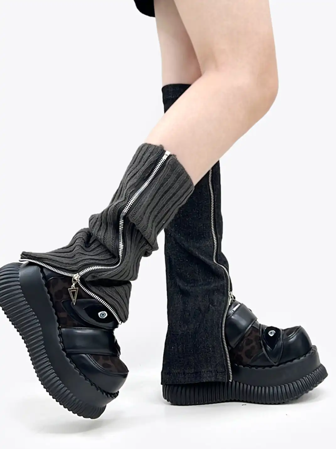 PINJIAHUI | Dark Aesthetic Platform Sneakers with Eye Detail