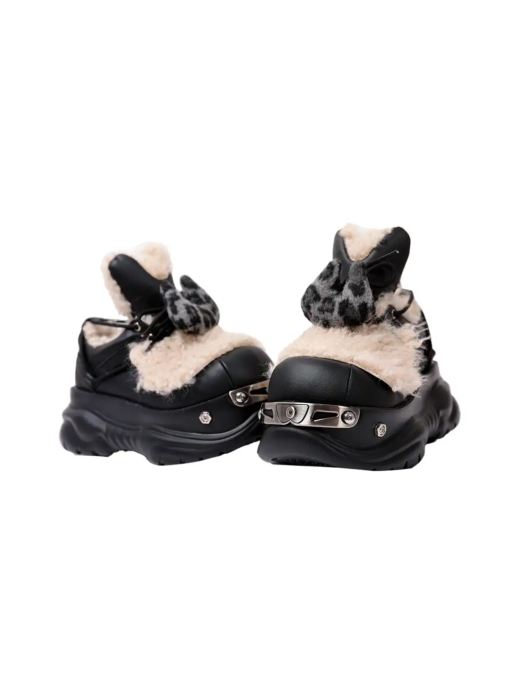 PINJIAHUI | Chunky Platform Fur-Lined Sneakers with High Heel