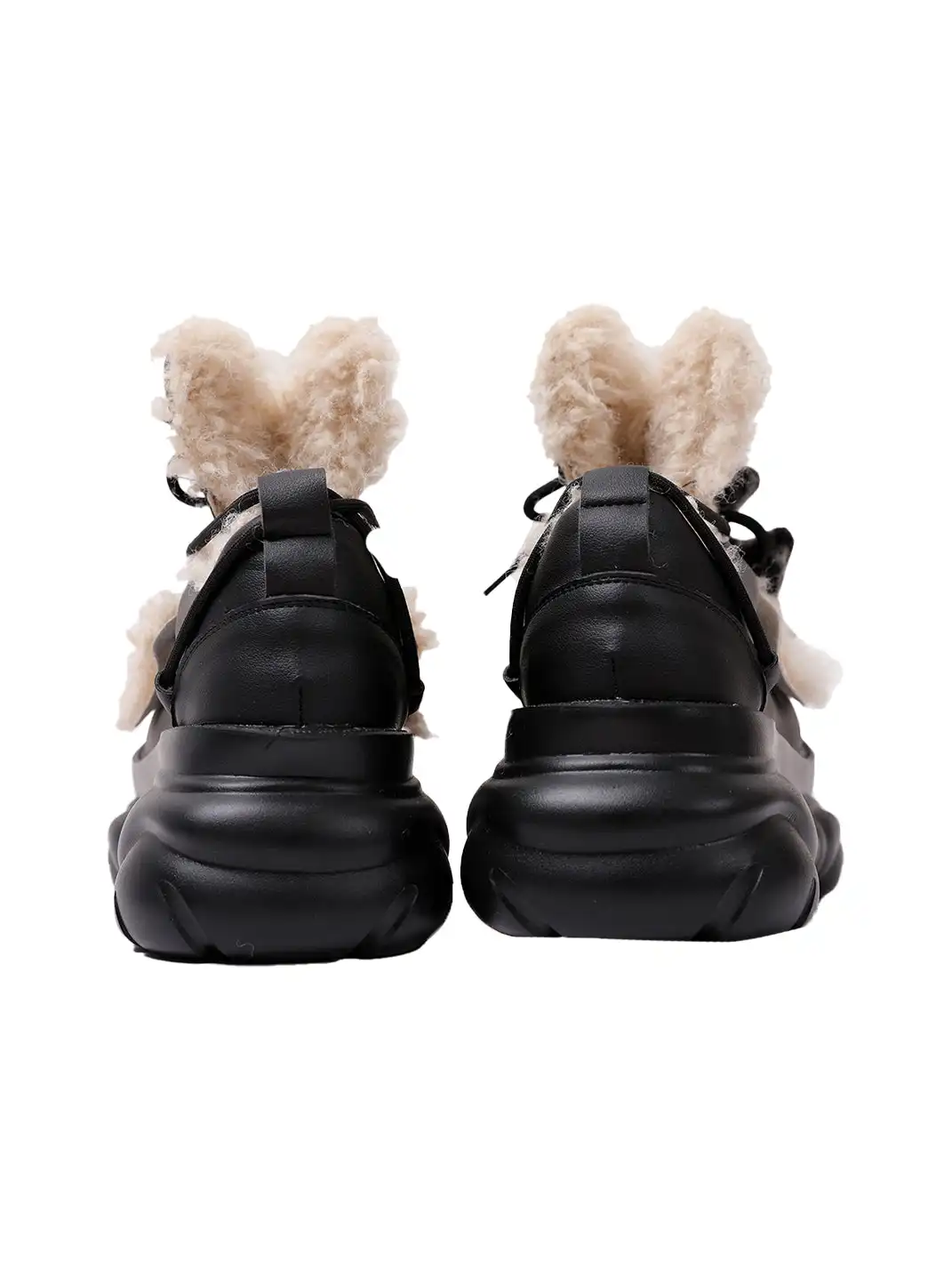 PINJIAHUI | Chunky Platform Fur-Lined Sneakers with High Heel