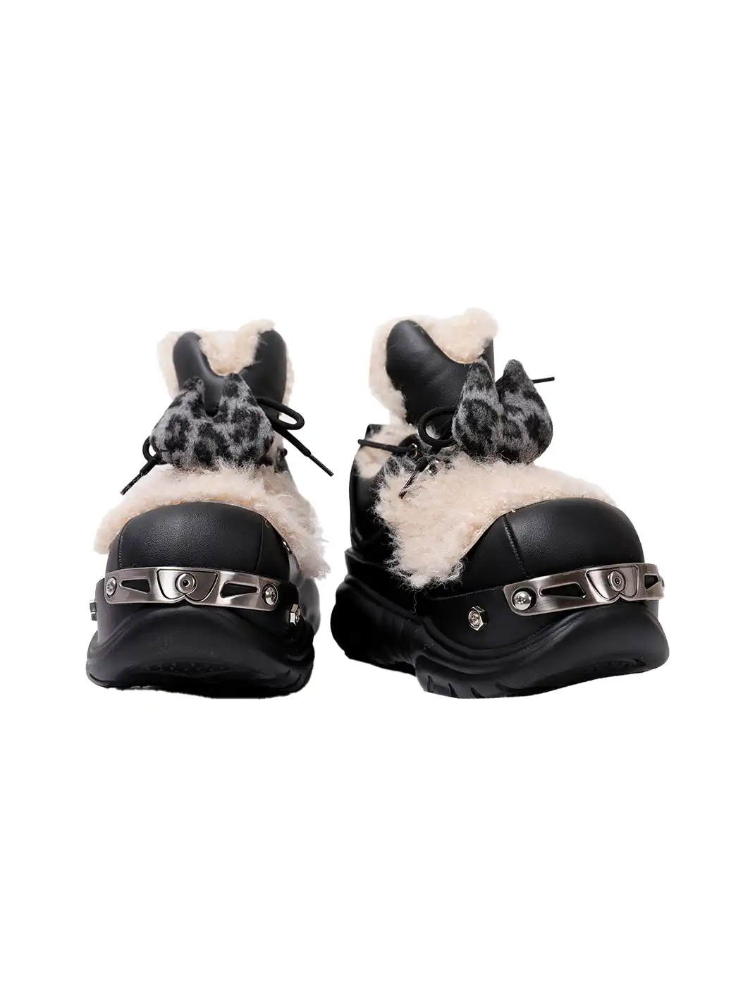 PINJIAHUI | Chunky Platform Fur-Lined Sneakers with High Heel