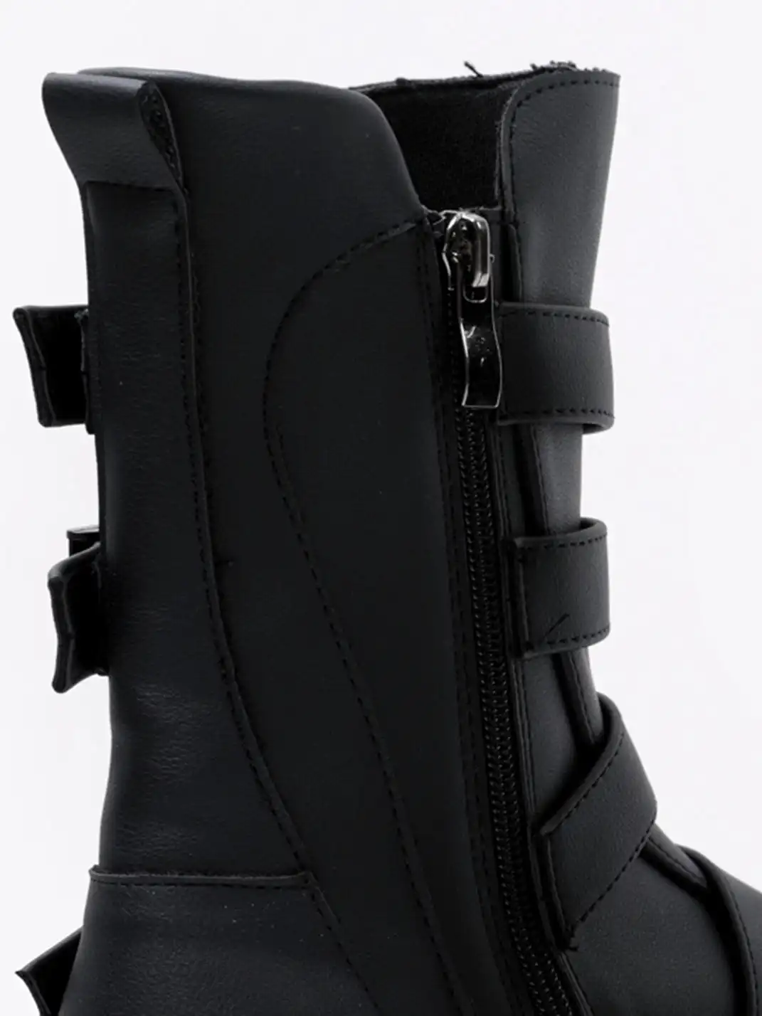 PINJIAHUI | Metallic Punk Platform Ankle Boots with Round Toe