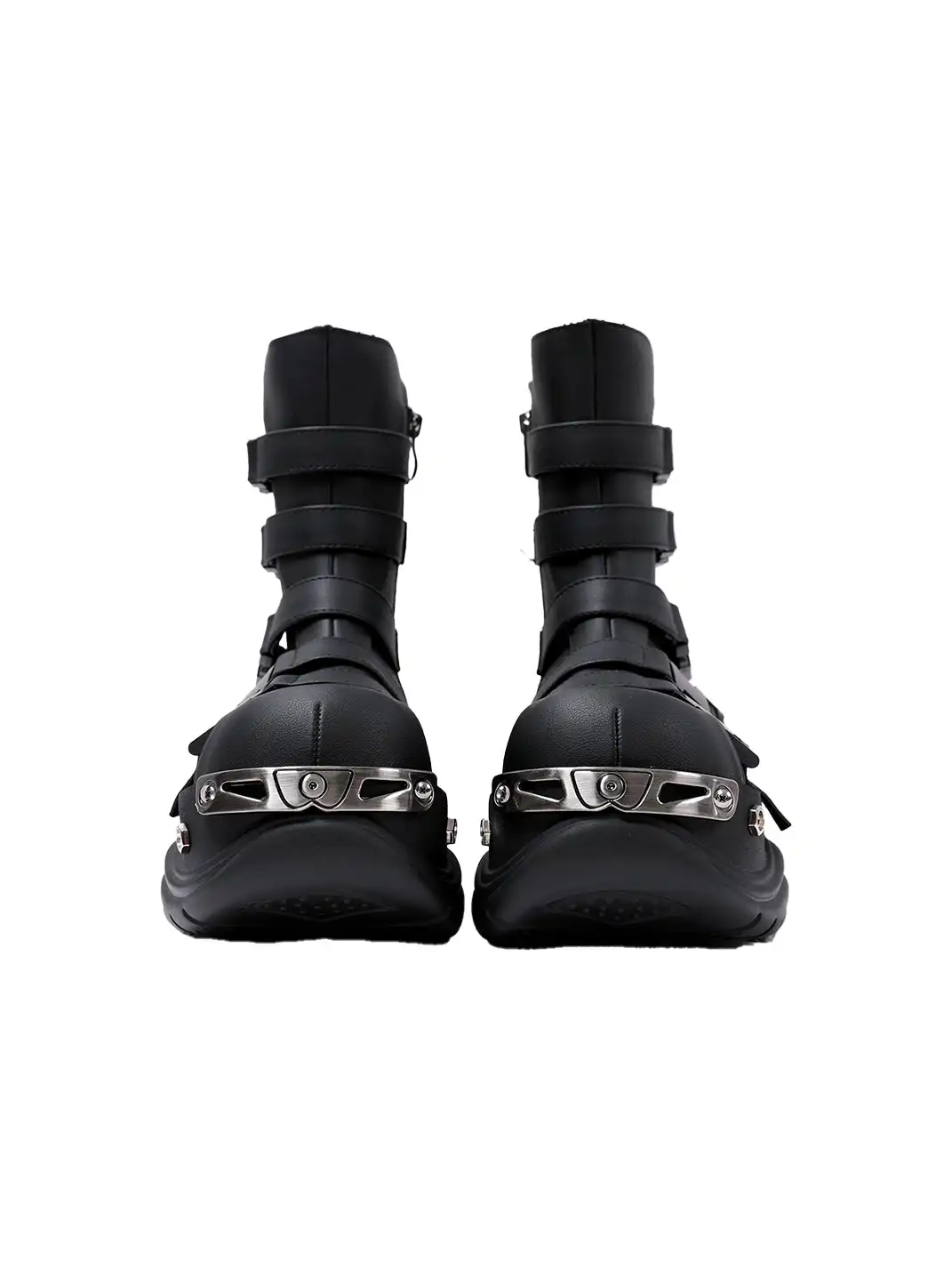 PINJIAHUI | Metallic Punk Platform Ankle Boots with Round Toe