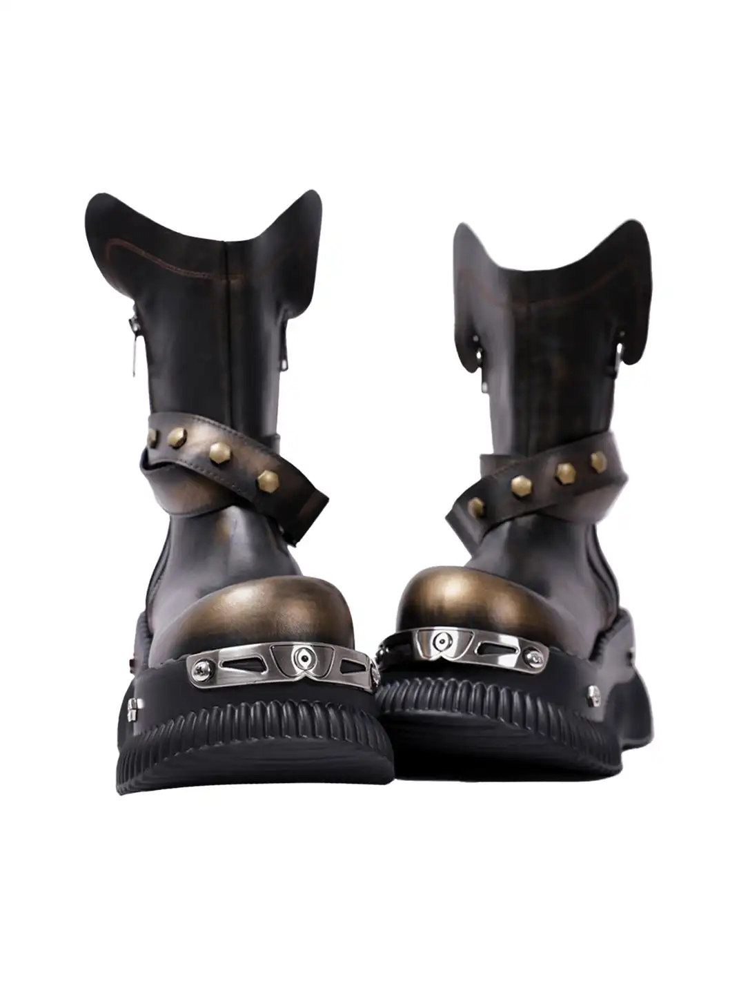 PINJIAHUI | Punk Platform Ankle Boots with Round Toe