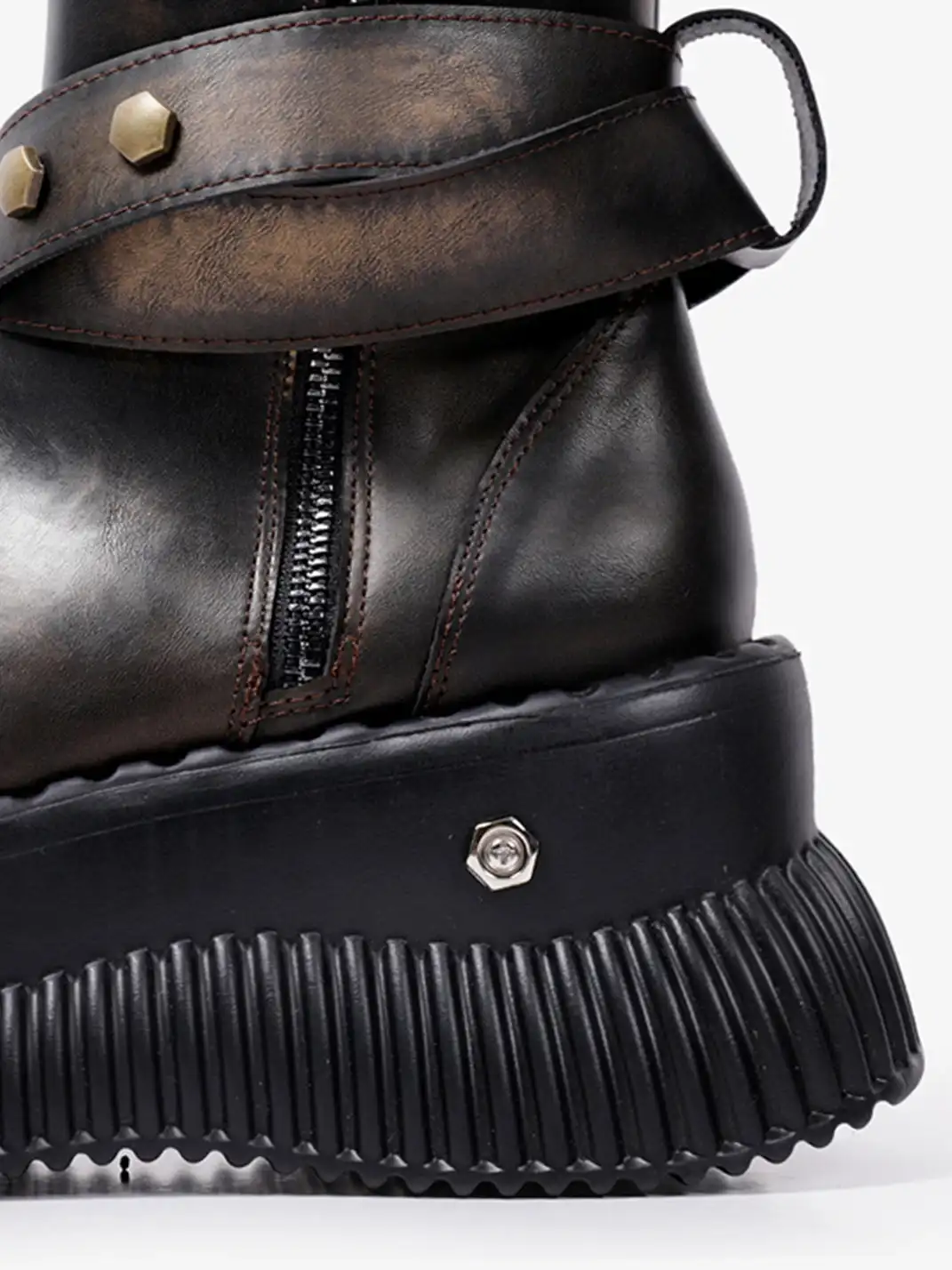 PINJIAHUI | Punk Platform Ankle Boots with Round Toe