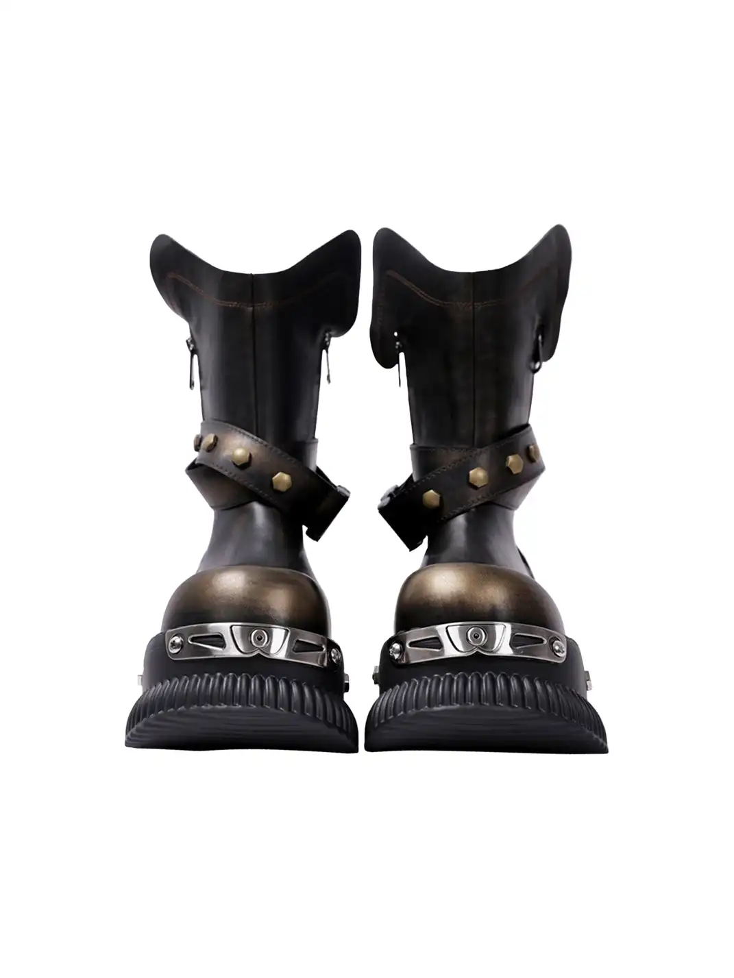 PINJIAHUI | Punk Platform Ankle Boots with Round Toe