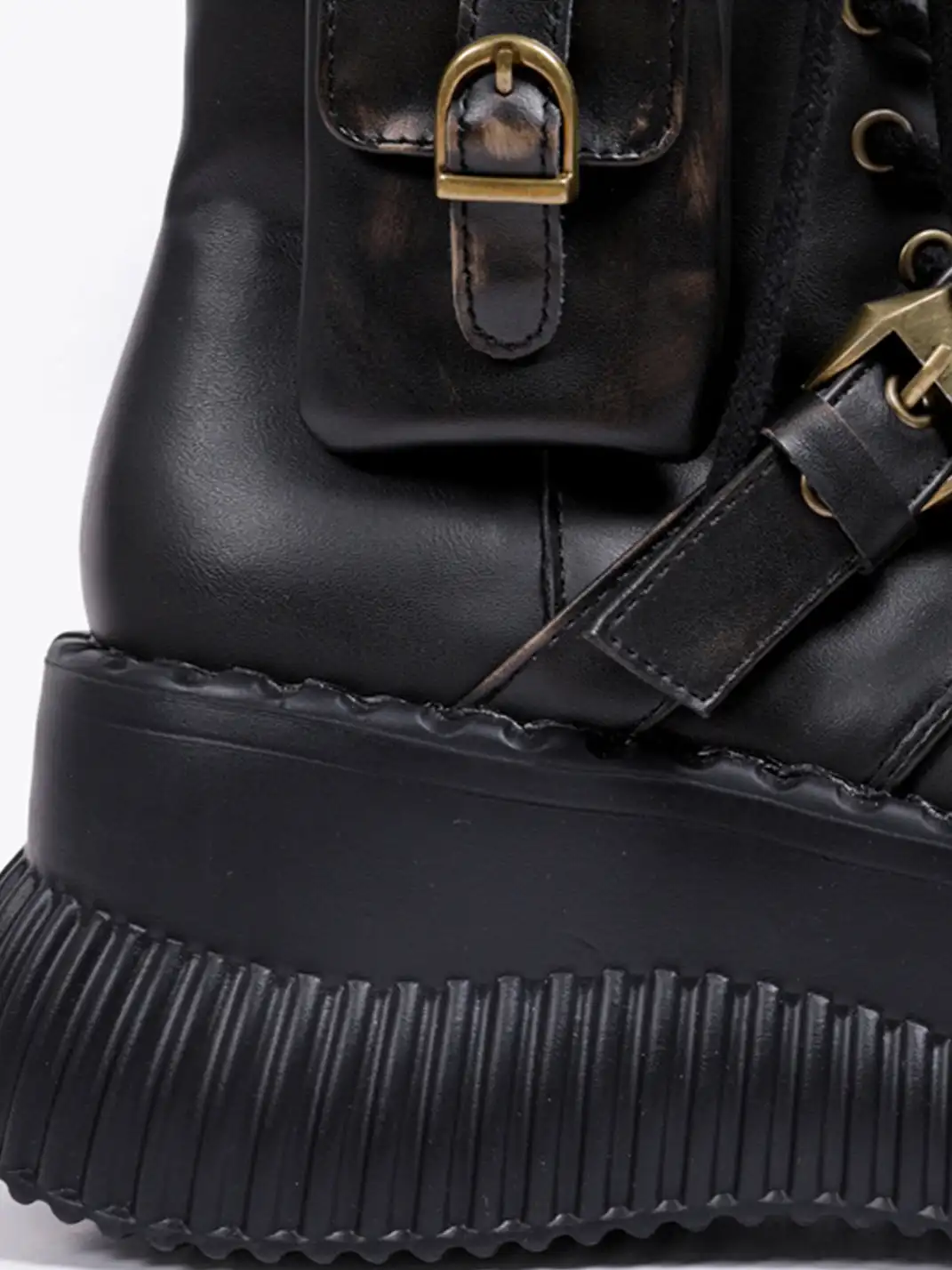 PINJIAHUI | Metallic Punk Platform Ankle Boots with Studded Details