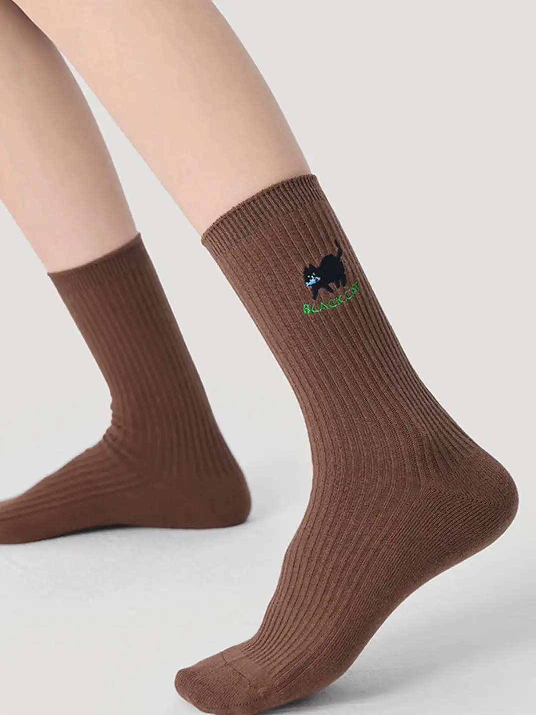 Renaissance丨Animal Embroidered Ribbed Mid-Calf Socks