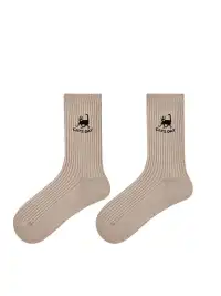 Renaissance丨Animal Embroidered Ribbed Mid-Calf Socks