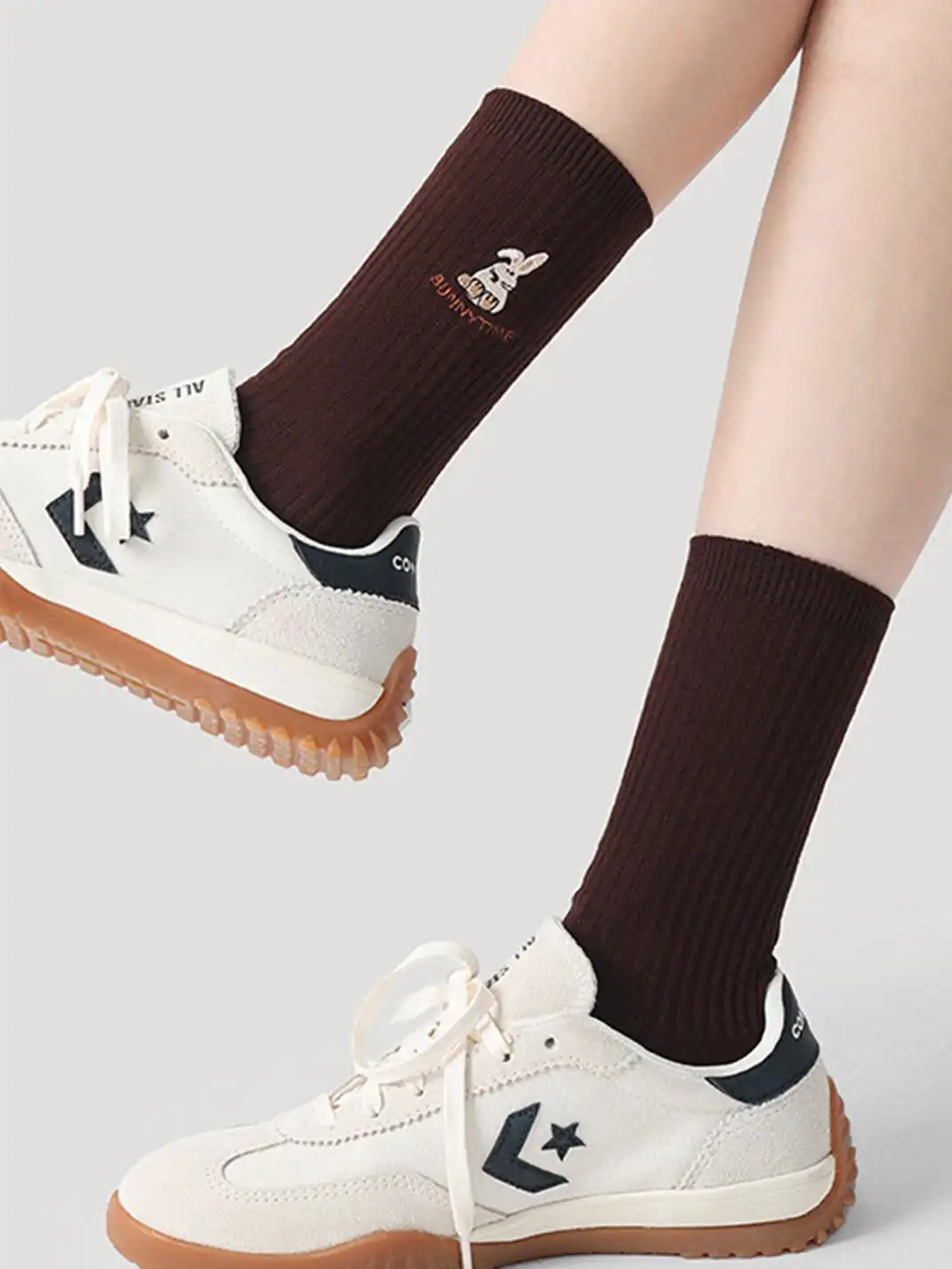 Renaissance丨Animal Embroidered Ribbed Mid-Calf Socks