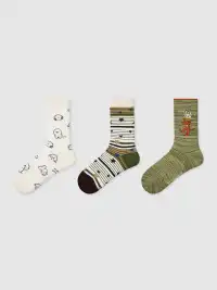 Renaissance丨3-Pack Cartoon Animal Striped Mid-Calf Socks for Women