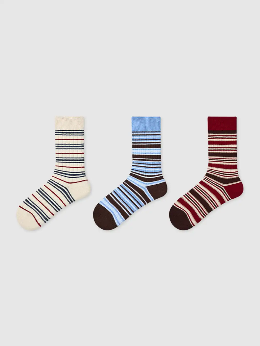 Renaissance丨3-Pack Cartoon Animal Striped Mid-Calf Socks for Women