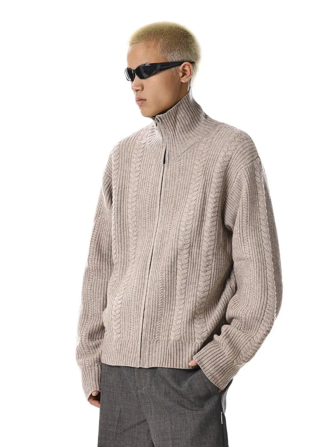 MEBXX | Vintage Knit Zip-Up Cardigan for Men