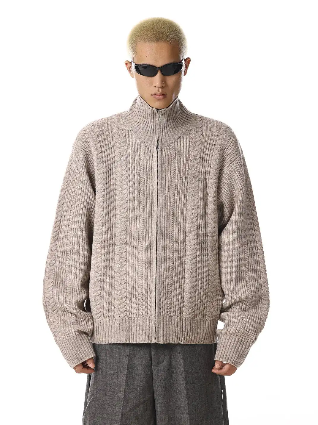 MEBXX | Vintage Knit Zip-Up Cardigan for Men