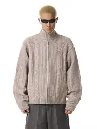 MEBXX | Vintage Knit Zip-Up Cardigan for Men