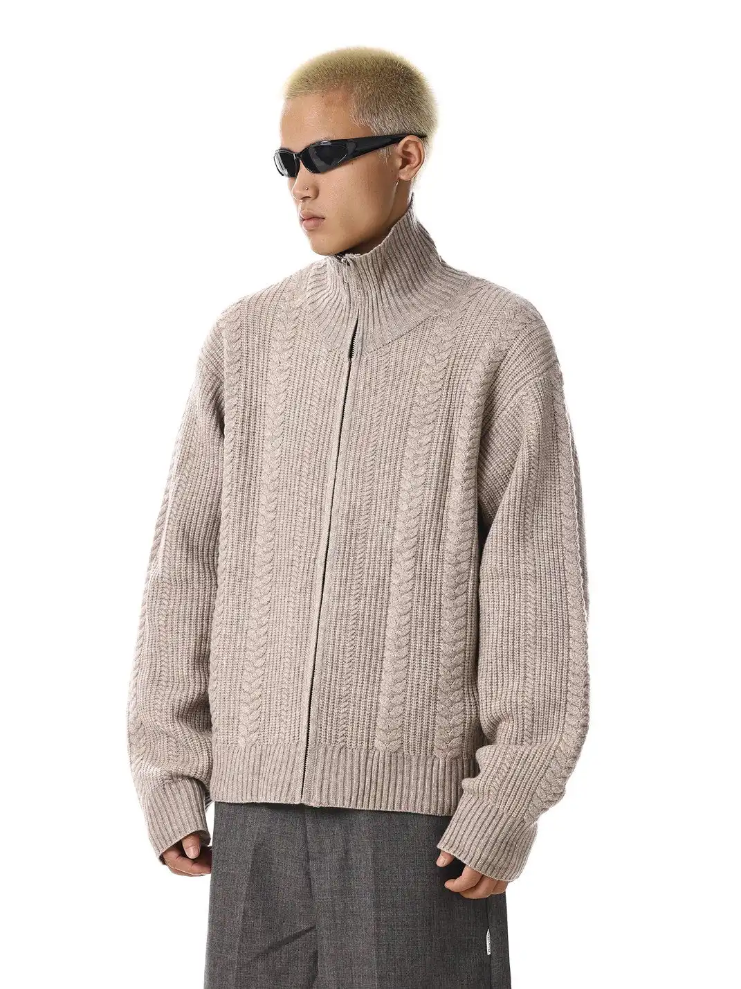 MEBXX | Vintage Knit Zip-Up Cardigan for Men