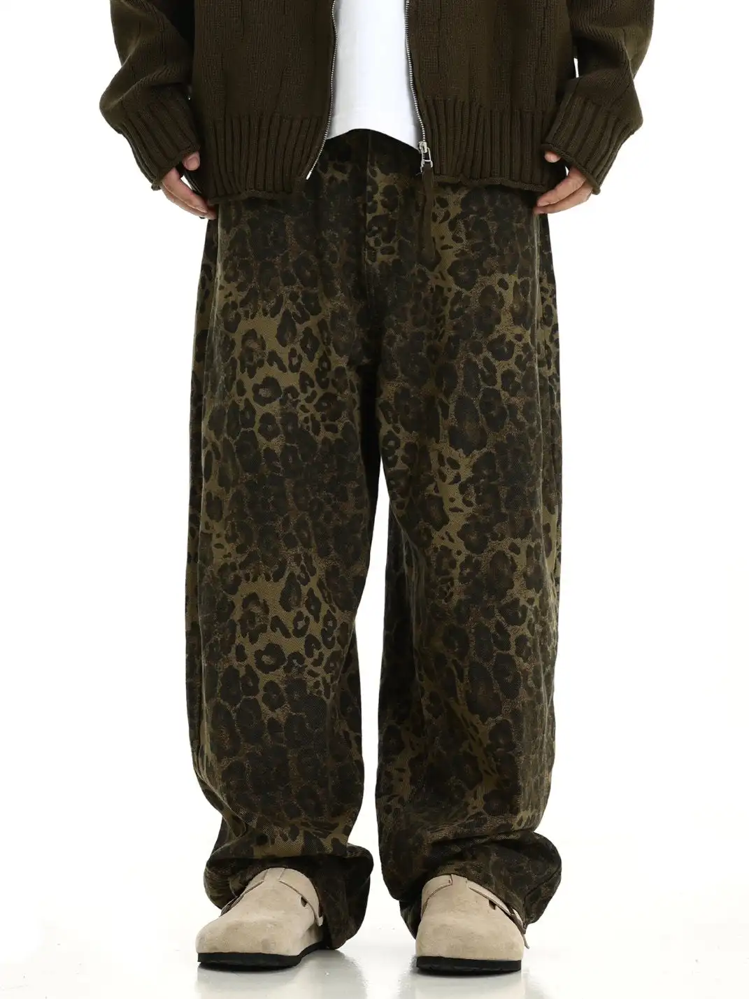 MEBXX | Vintage Leopard Print Straight-leg Pants