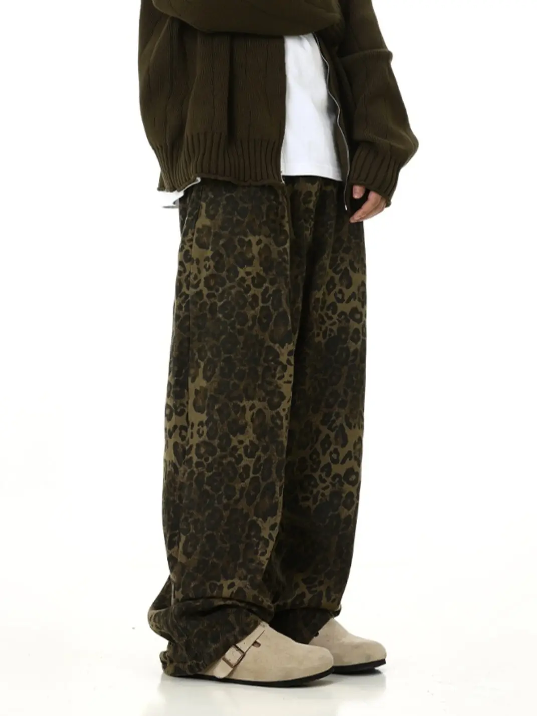 MEBXX | Vintage Leopard Print Straight-leg Pants