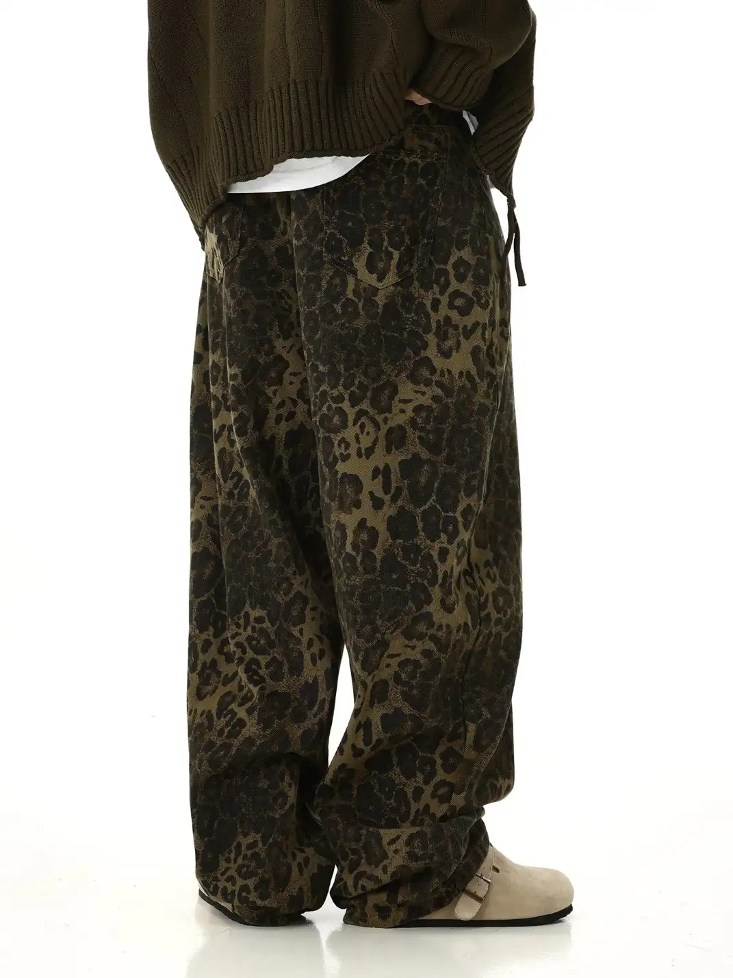MEBXX | Vintage Leopard Print Straight-leg Pants