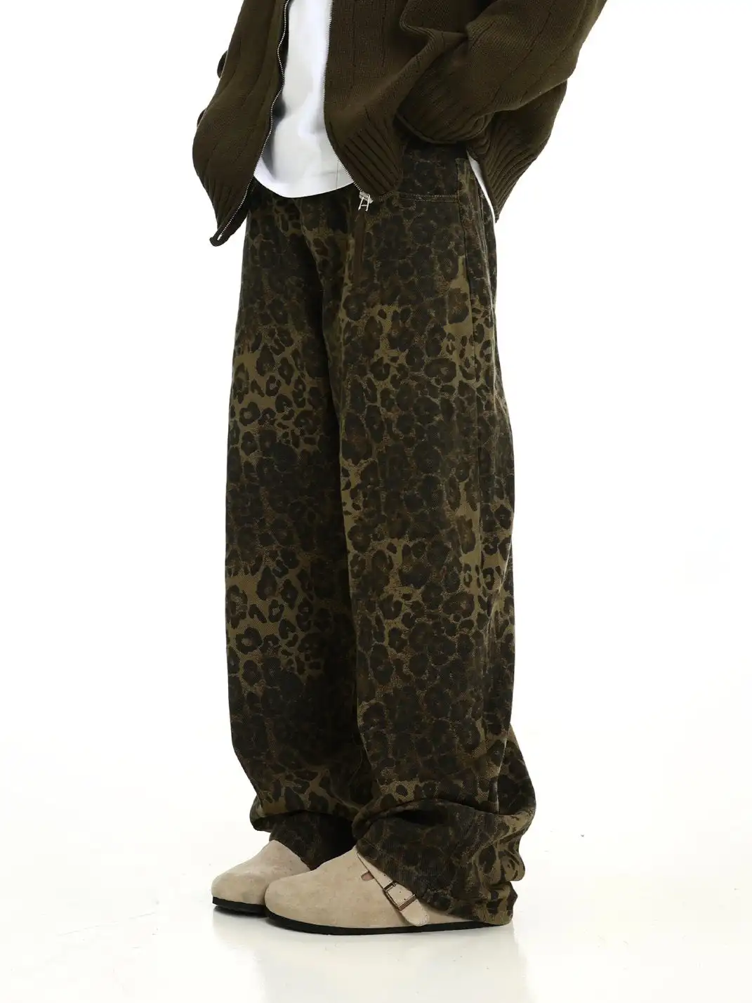 MEBXX | Vintage Leopard Print Straight-leg Pants