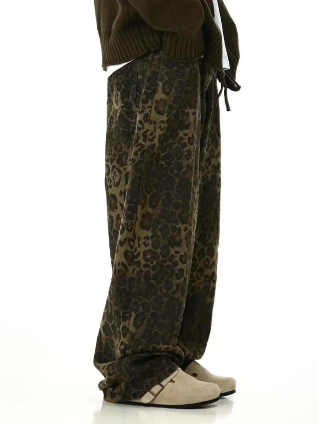 MEBXX | Vintage Leopard Print Straight-leg Pants