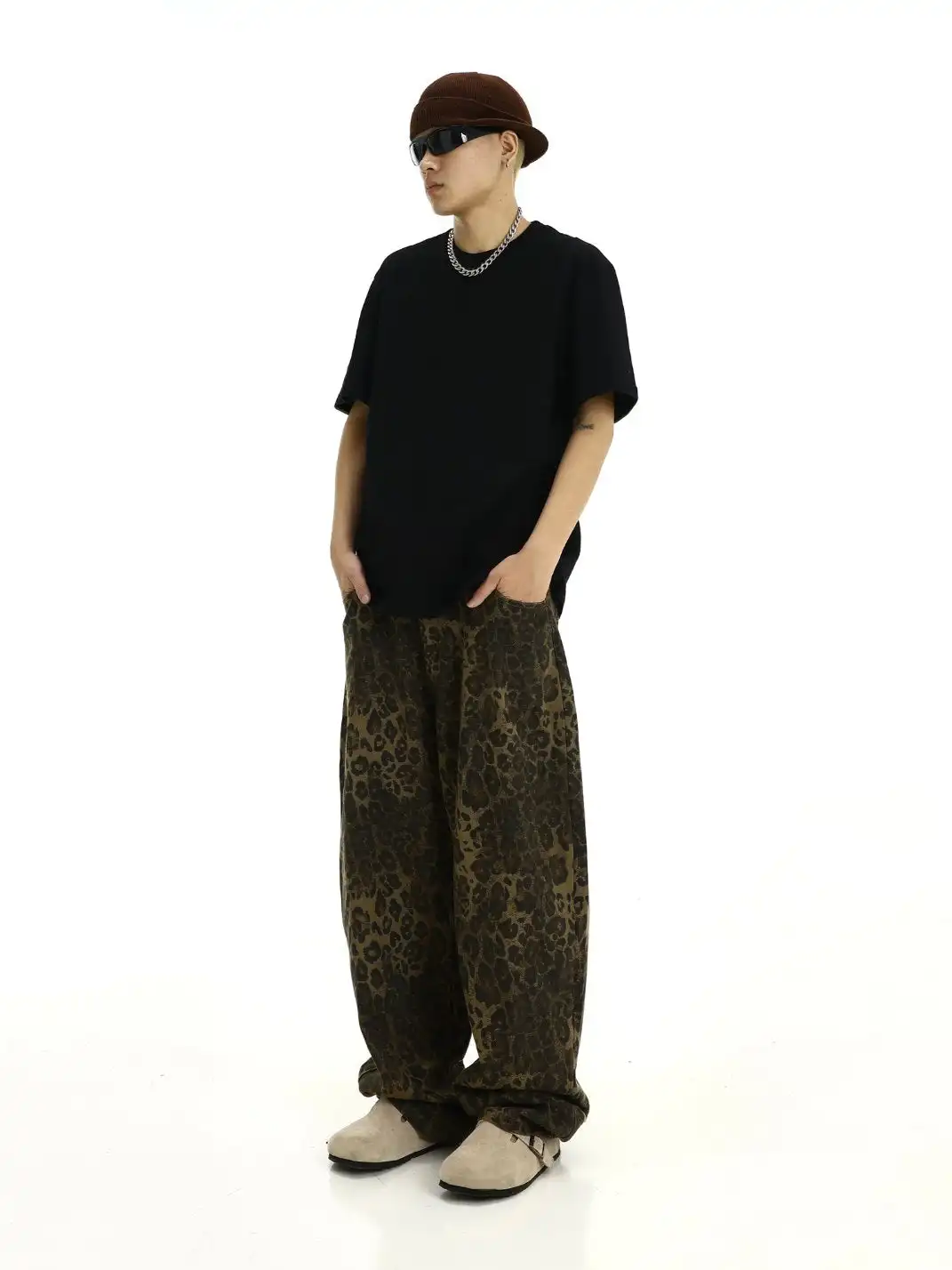 MEBXX | Vintage Leopard Print Straight-leg Pants