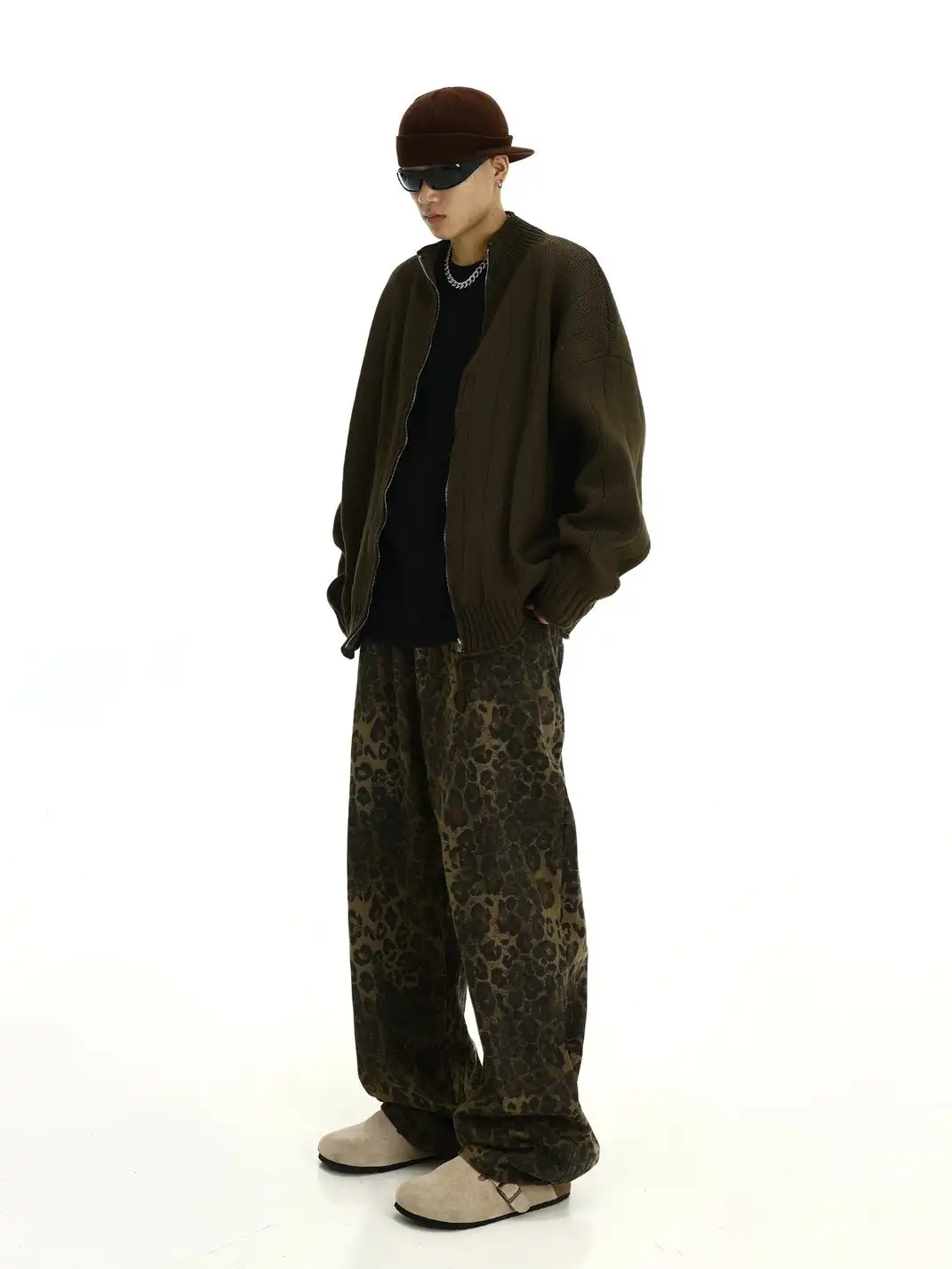 MEBXX | Vintage Leopard Print Straight-leg Pants