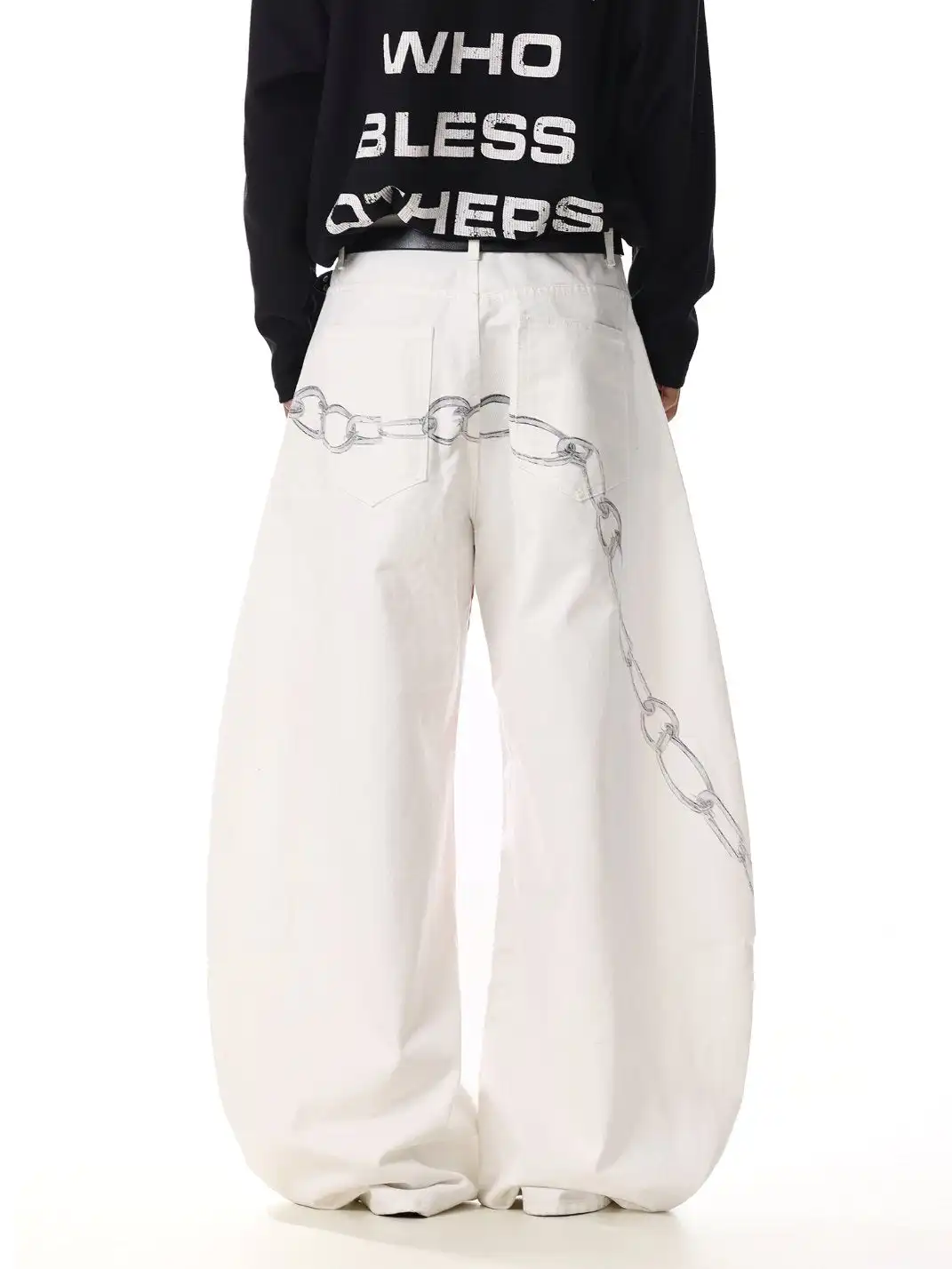 MEBXX | Vintage-Inspired Deconstructed Graphic Wide-Leg Jeans