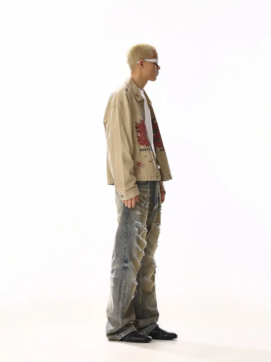 MEBXX | Vintage-Inspired High-Street Distressed Wide-Leg Jeans